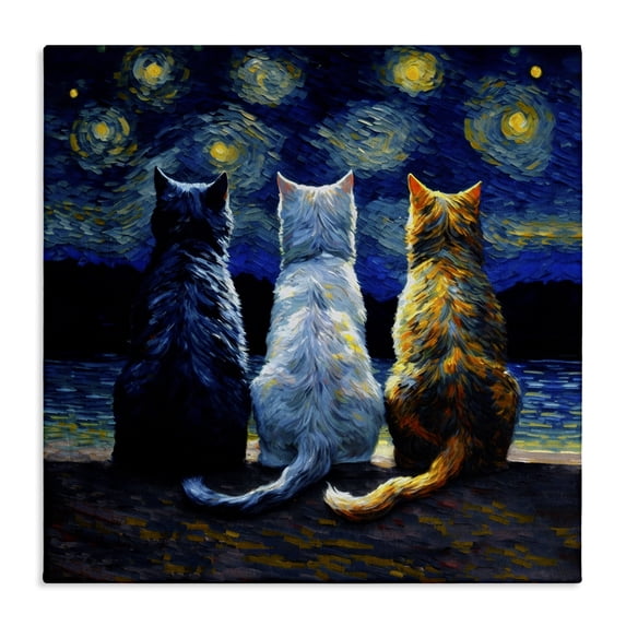Stupell Industries Contemporary Van Gogh Style Cats Canvas Art, 30 x 30, by Svetlana Aleynikova