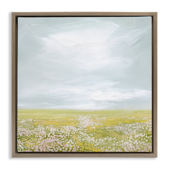 Stupell Industries Contemporary Vast Spring Meadow Brown Floating Frame Canvas Art, 18 x 18, by Grace Popp