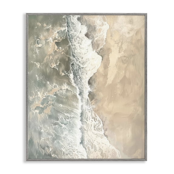 Stupell Industries Contemporary Vertical Aerial Beach Gray Framed Giclee Art, 16 x 20, by Petals Prints Design