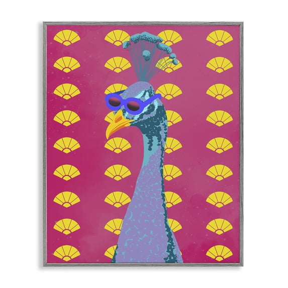 Stupell Industries Contemporary Vibrant Mod Peacock Gray Framed Giclee Art, 16 x 20, by Marcus Prime