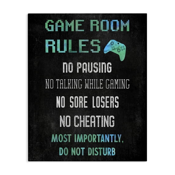 Stupell Industries Contemporary Vintage Game Room Rules Canvas Art, 24 x 30, by CAD Designs