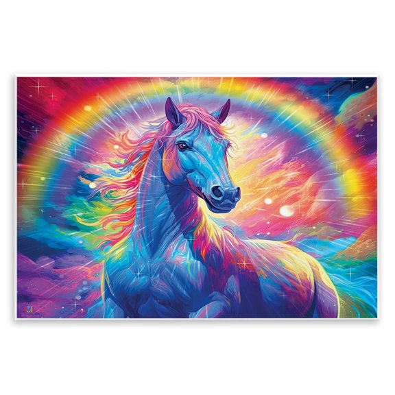Stupell Industries Contemporary Vivid Rainbow Horse Wall Plaque Art, 15 x 10, by Michael David Ward