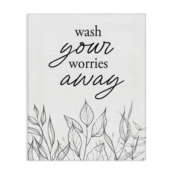 Stupell Industries Contemporary Wash Your Worries Away Minimalist Canvas Art, 36 x 48, by Lettered and Lined