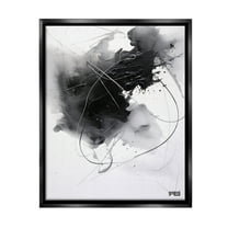 Stupell Industries Contemporary Watercolor Smear Abstract Painting Black Floater Framed Canvas Art Print Wall Art, 17 x 21