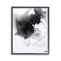 Stupell Industries Contemporary Watercolor Smear Abstract Painting Black Framed Art Print Wall Art, 11 x 14