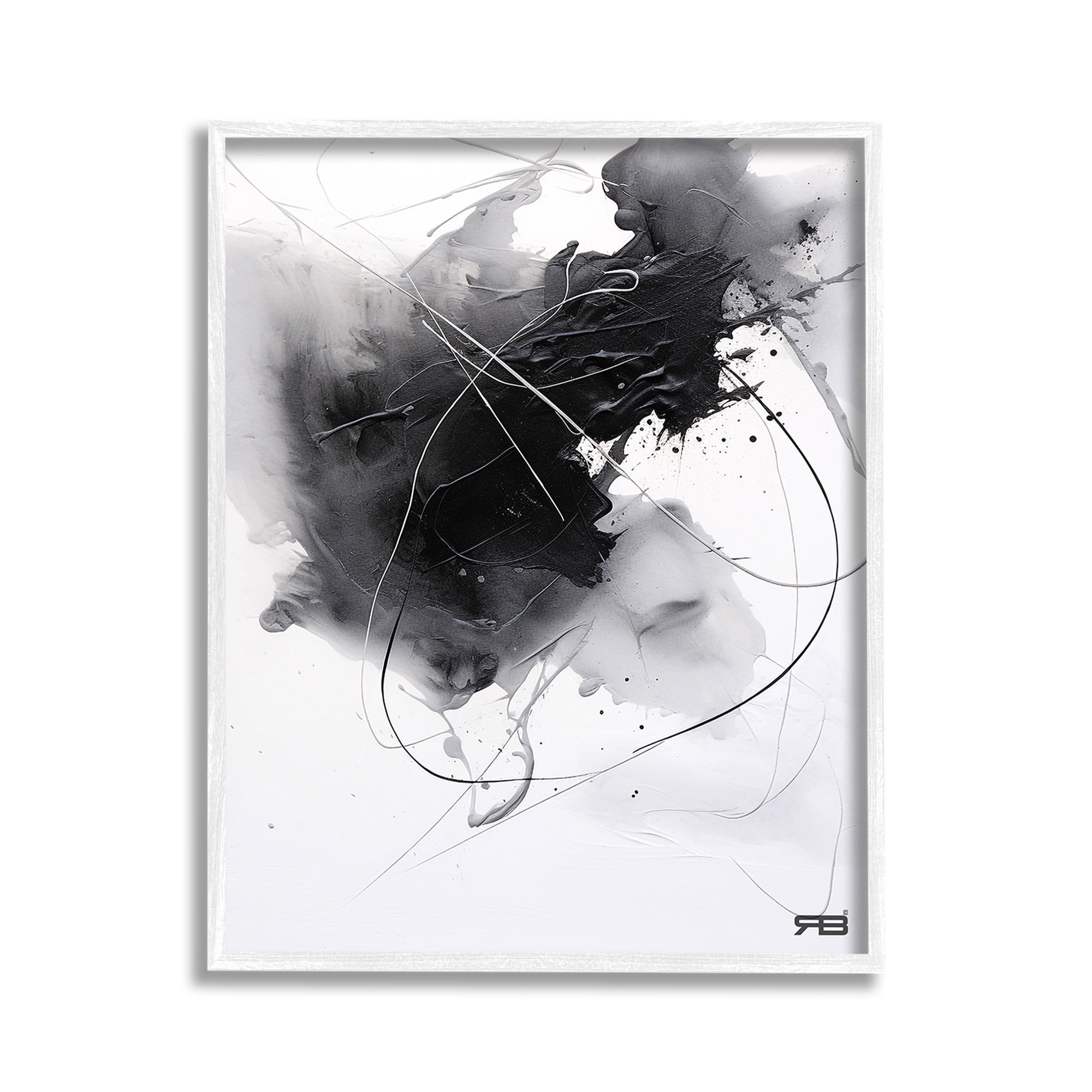 Stupell Industries Contemporary Watercolor Smear Abstract Painting White Framed Art Print Wall Art, 11 x 14