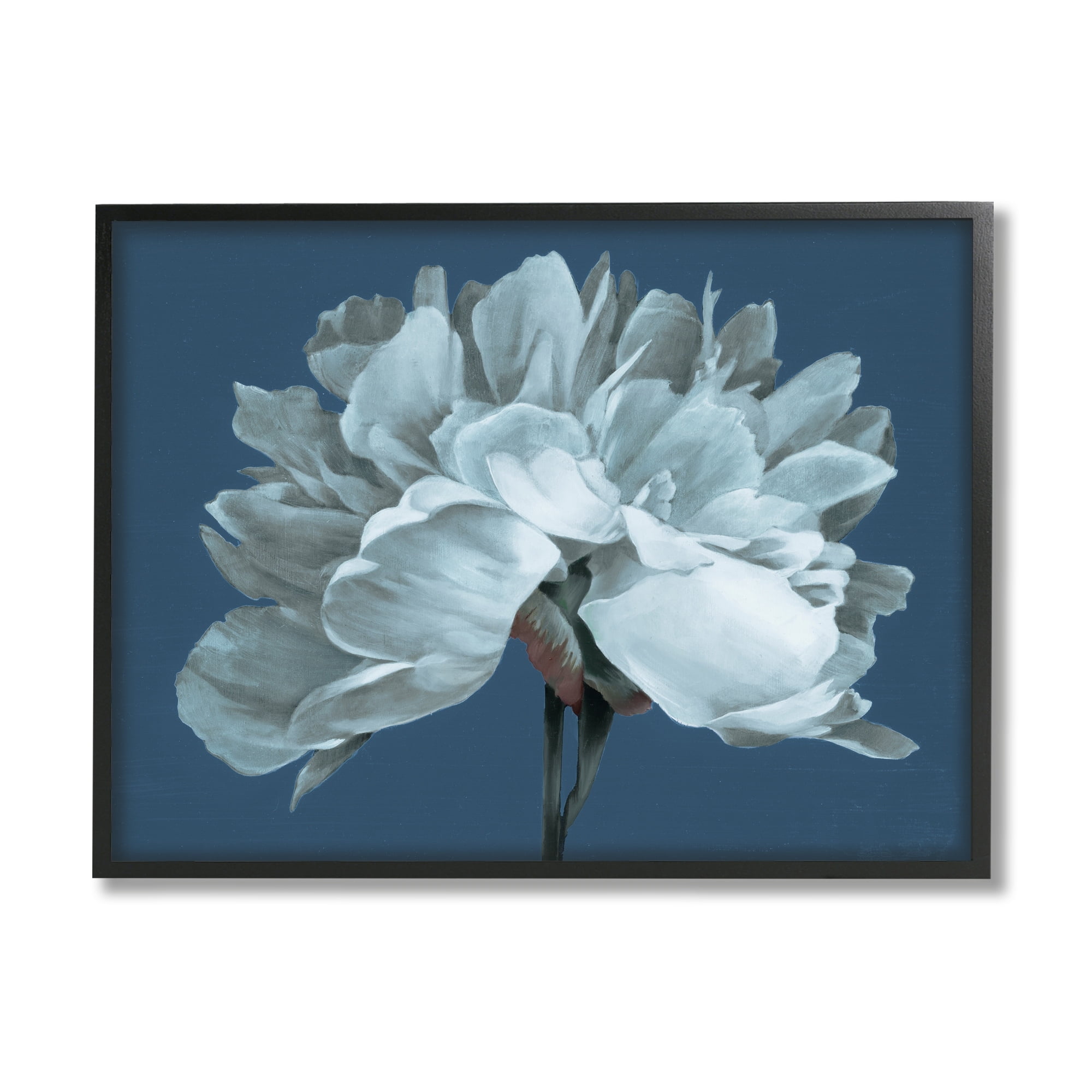 Stupell Industries Contemporary White Bloom Single Flower Sprig Graphic Art Black Framed Art Print Wall Art, Design by Liz Jardine