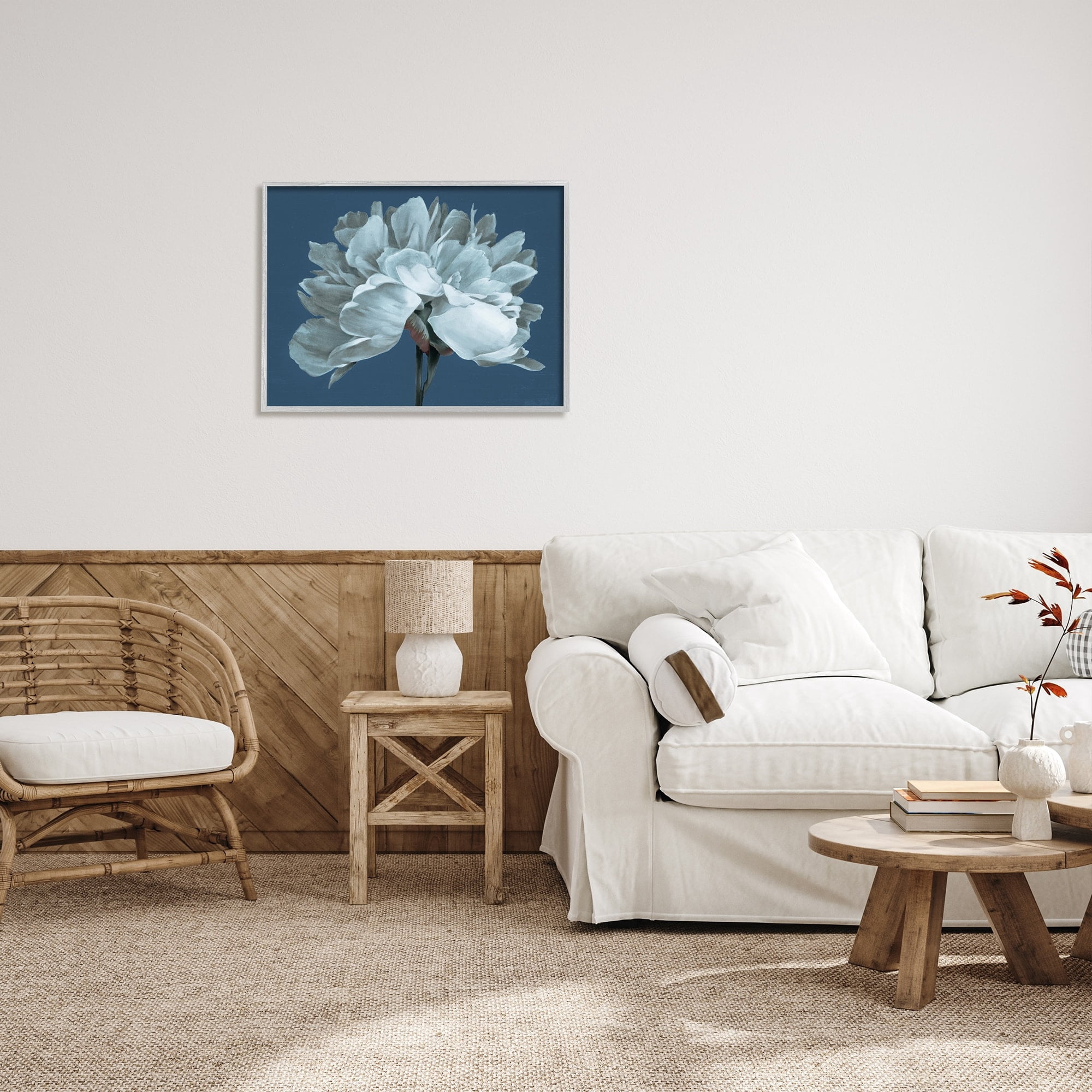 Stupell Industries Contemporary White Bloom Single Flower Sprig Graphic Art Gray Framed Art Print Wall Art, Design by Liz Jardine