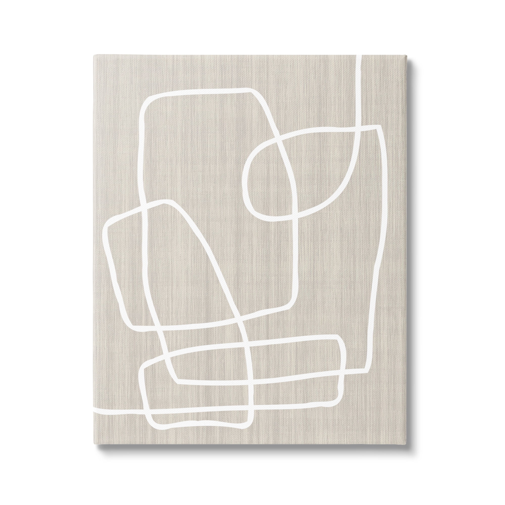 Stupell Industries Contemporary White Line Shapes Minimal Grain Design Canvas Wall Art, 36 x 48, Design by Alpenglow Workshop