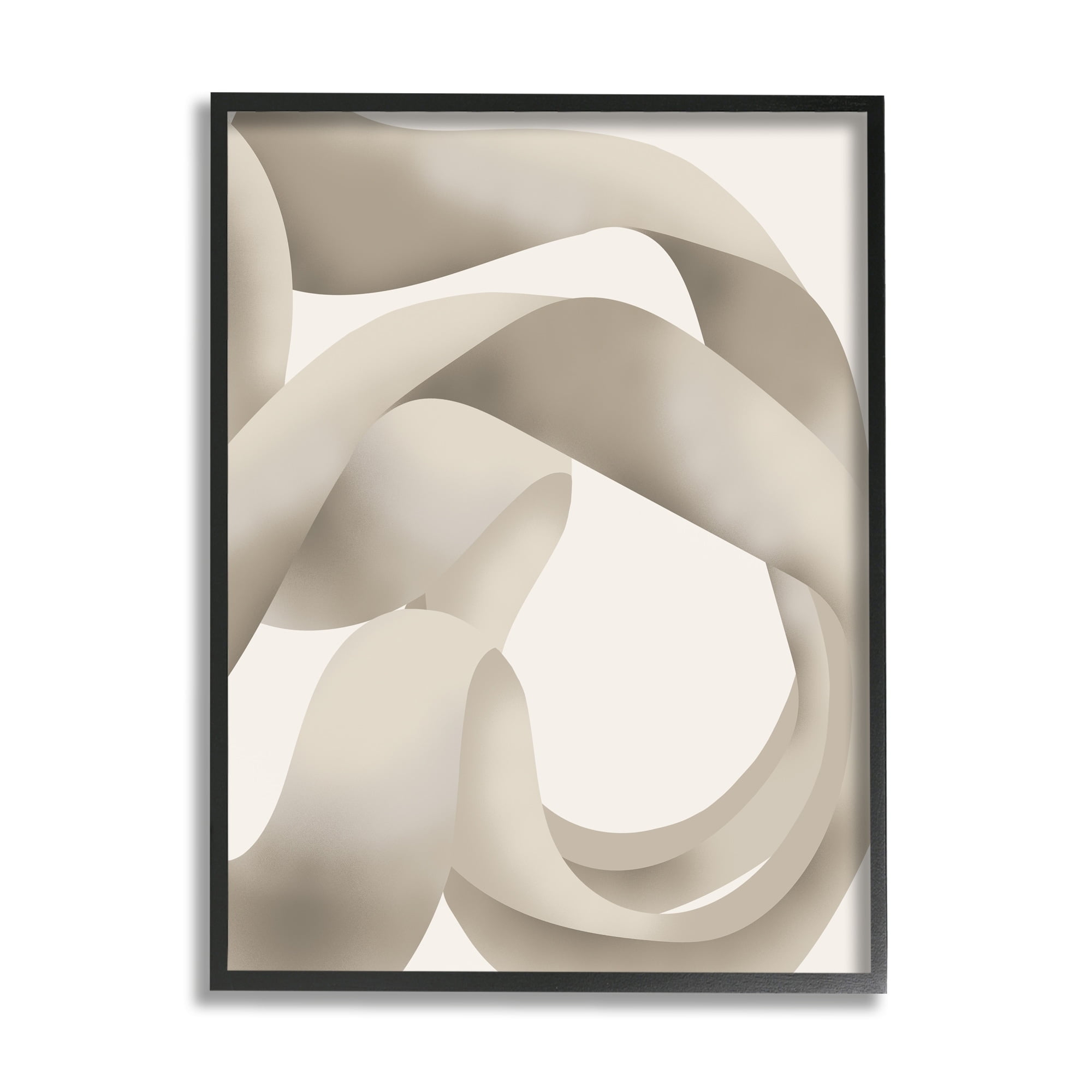 Stupell Industries Contemporary White Swirling Shape Abstract Painting Black Framed Art Print Wall Art
