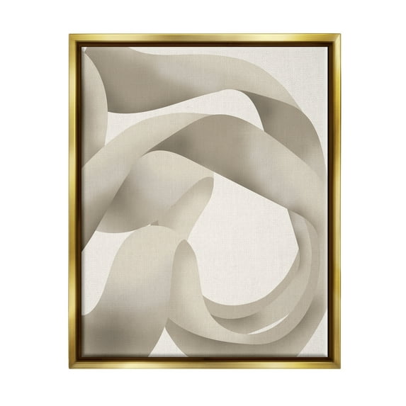 Stupell Industries Contemporary White Swirling Shape Abstract Painting Gold Floater Framed Art Print Wall Art
