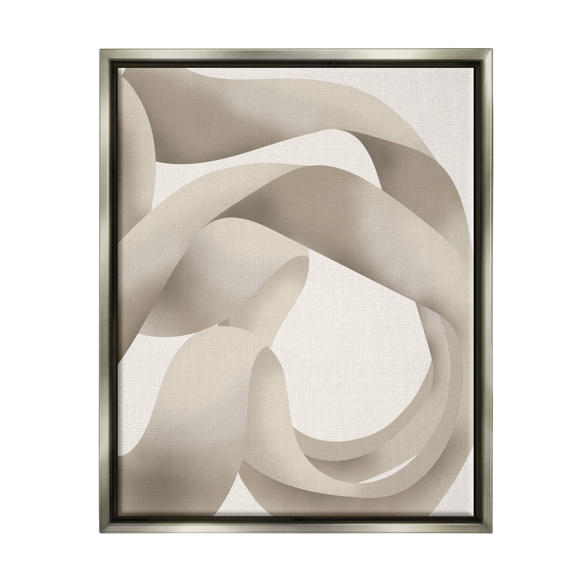 Stupell Industries Contemporary White Swirling Shape Abstract Painting Gray Floater Framed Art Print Wall Art