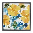 thumbnail image 1 of Stupell Industries Contemporary Yellow & Blue Hibiscus Black Floating Frame Canvas Art, 18 x 18, by Flora Kouta, 1 of 7