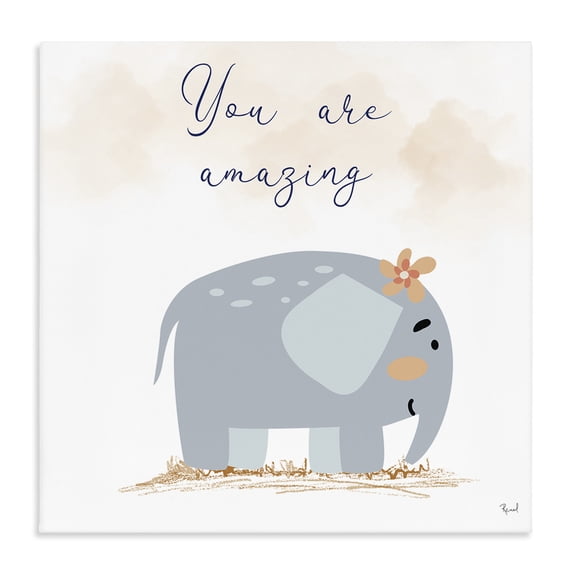 Stupell Industries Contemporary You Are Amazing Elephant Canvas Art, 17 x 17, by Matthew Piotrowicz