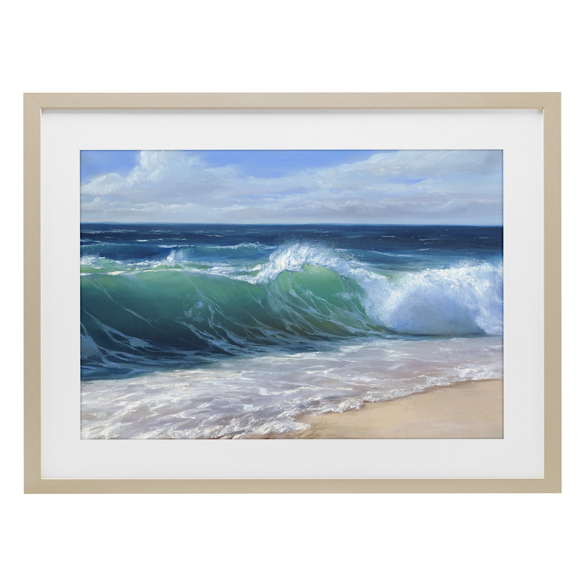 Stupell Industries Content Beach Waves Shore Birch Framed Print Under Glass, design by Dimitri Sirenko