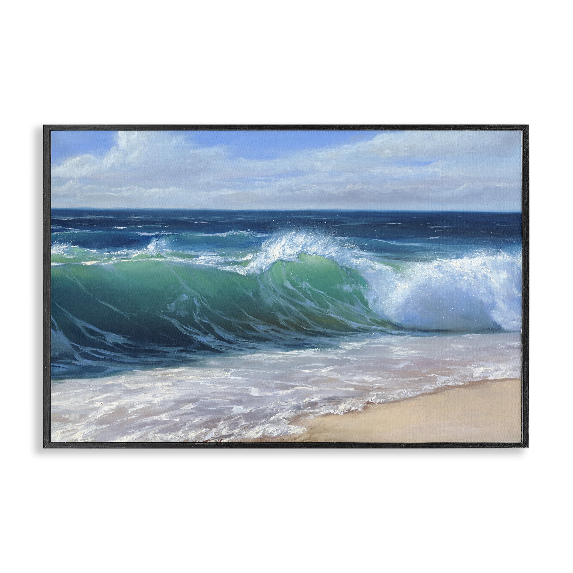 Stupell Industries Content Beach Waves Shore Black Framed Giclee Art, design by Dimitri Sirenko