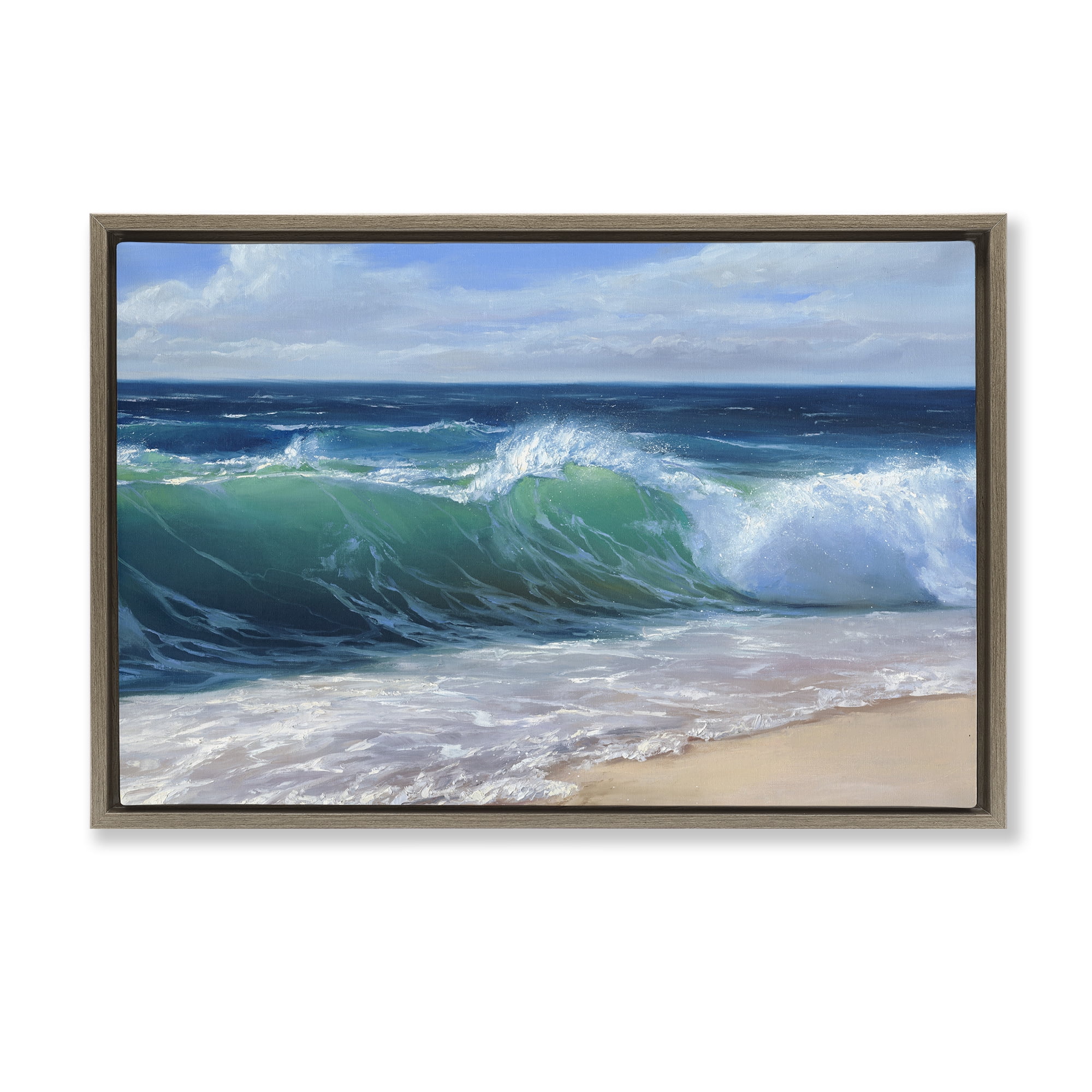 Stupell Industries Content Beach Waves Shore Brown Framed Floater Canvas Wall Art, design by Dimitri Sirenko