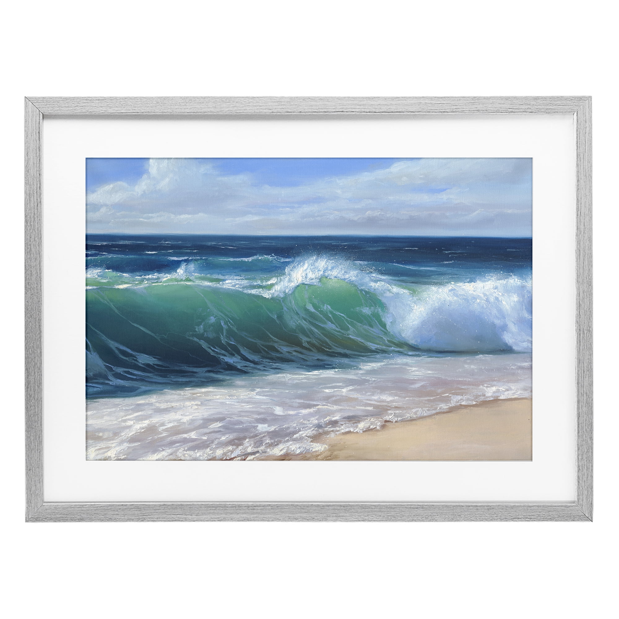 Stupell Industries Content Beach Waves Shore Gray Framed Print Under Glass, design by Dimitri Sirenko