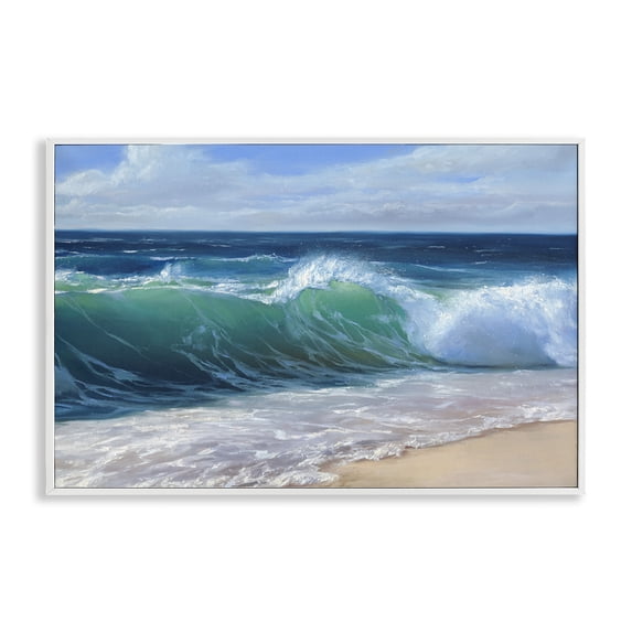 Stupell Industries Tropical Content Beach Waves Shore White Framed Giclee Art, 18 x 12, by Dimitri Sirenko