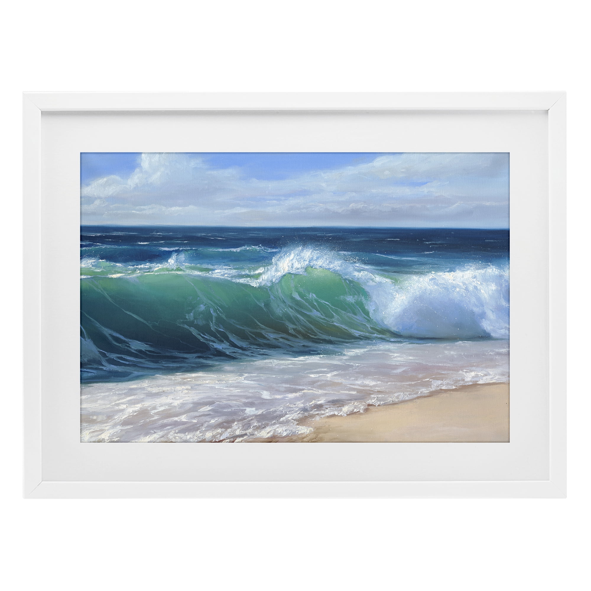Stupell Industries Content Beach Waves Shore White Framed Print Under Glass, design by Dimitri Sirenko