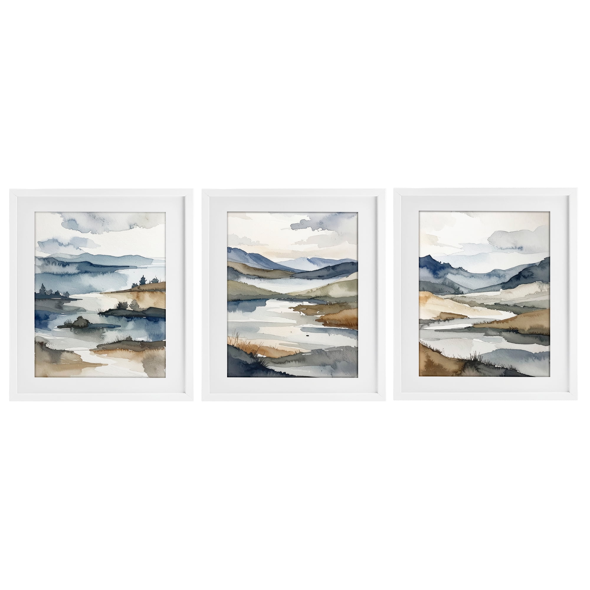 Stupell Industries Continuous Flow Of Water 3 Piece White Framed Print Under Glass Set, design by Alonza Saunders