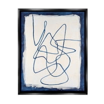 Stupell Industries Continuous Line Doodle Abstract Painting Black Floater Framed Canvas Art Print Wall Art, 17 x 21
