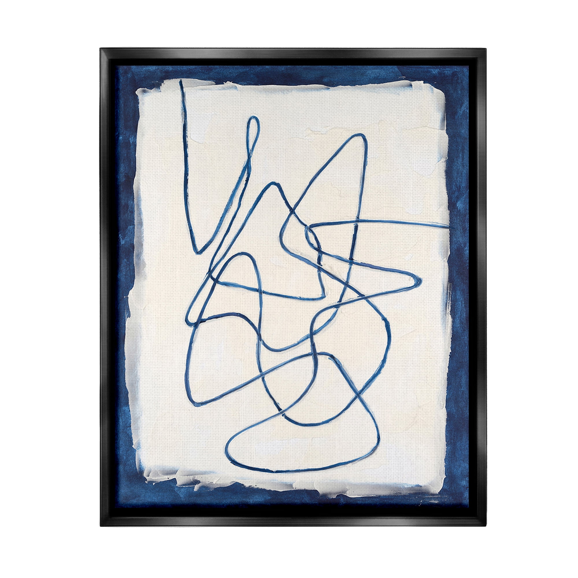 Stupell Industries Continuous Line Doodle Abstract Painting Black Floater Framed Canvas Art Print Wall Art, 25 x 31