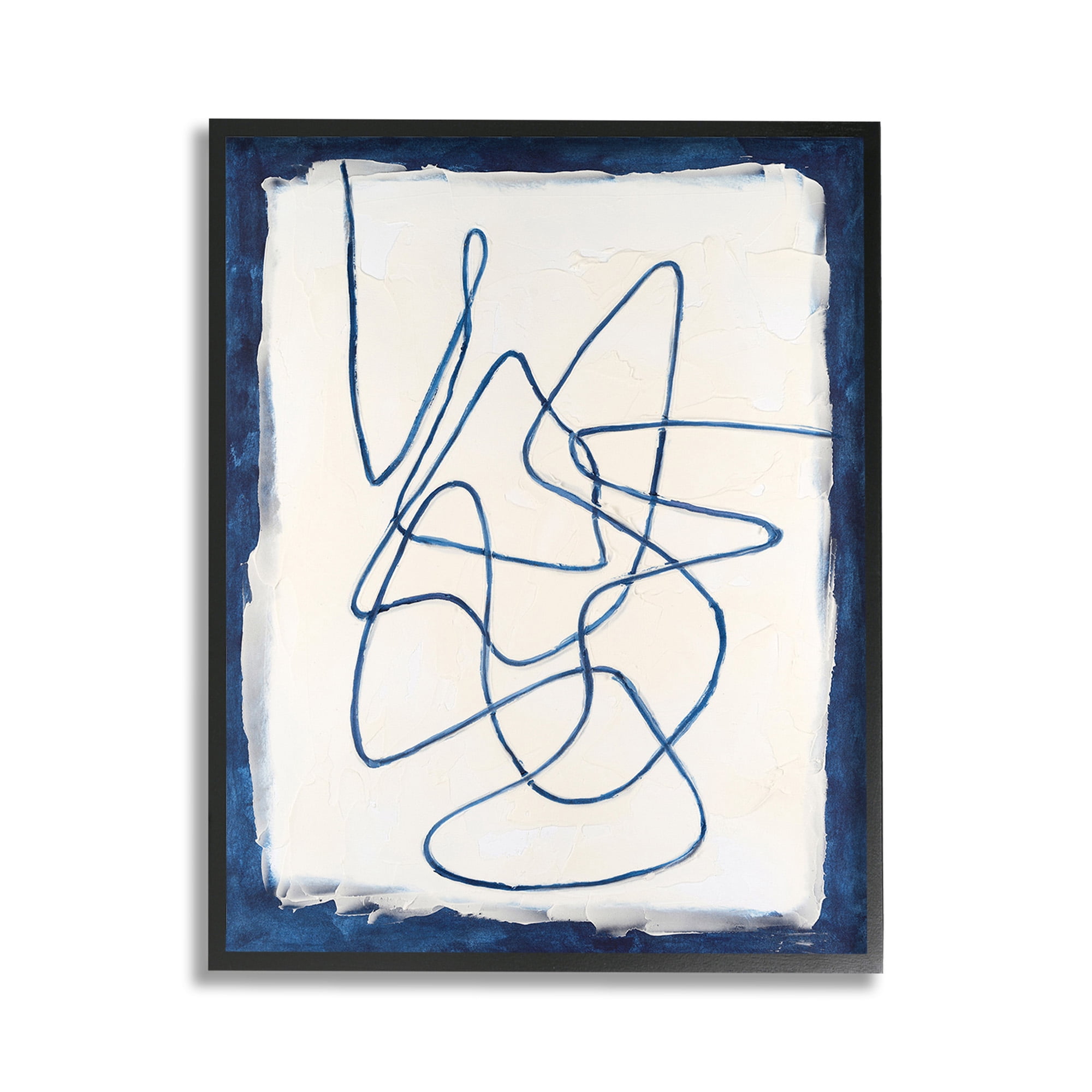 Stupell Industries Continuous Line Doodle Abstract Painting Black Framed Art Print Wall Art, 11 x 14