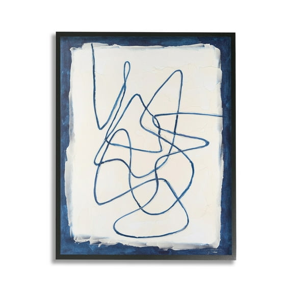 Stupell Industries Continuous Line Doodle Abstract Painting Black Framed Art Print Wall Art, 16 x 20