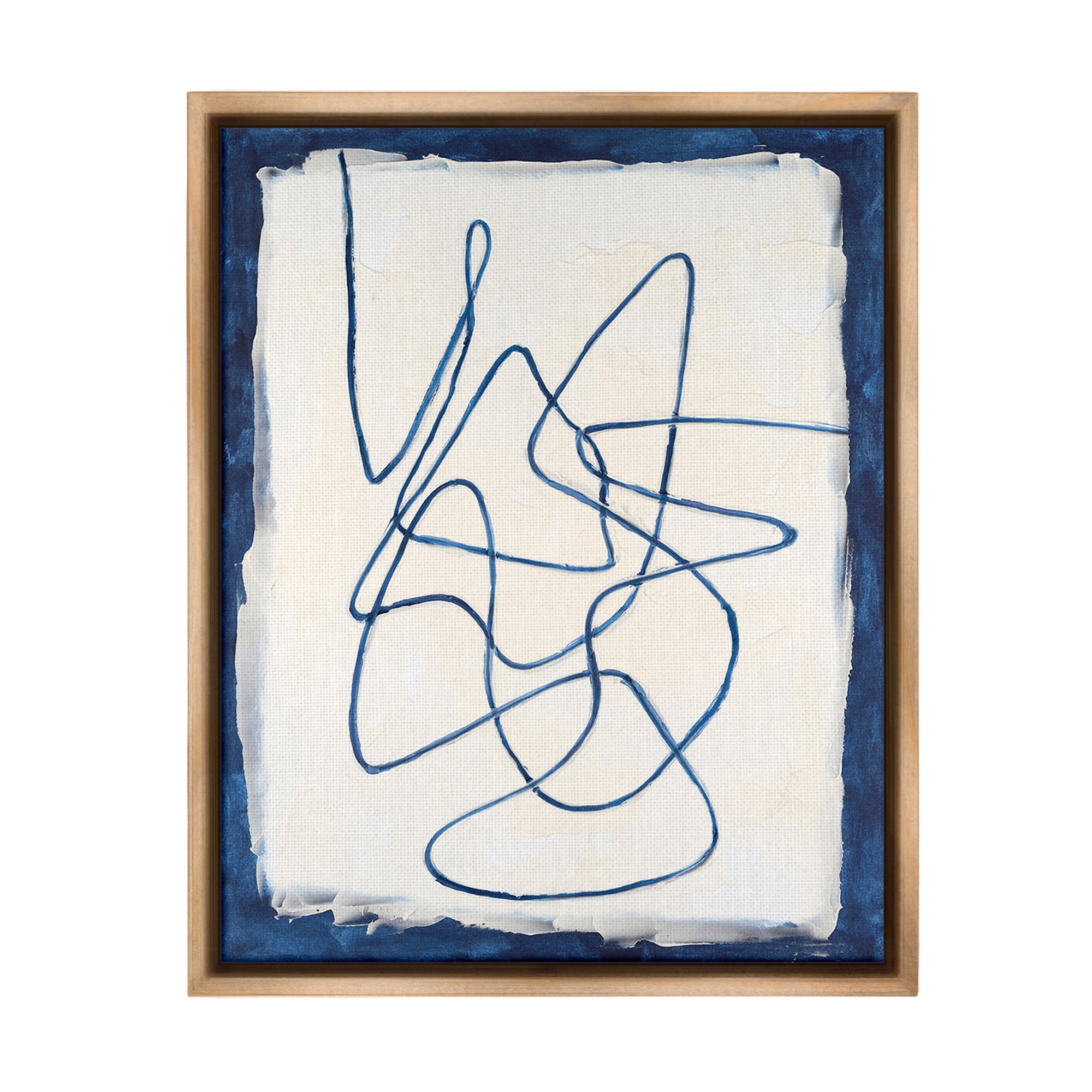 Stupell Industries Continuous Line Doodle Abstract Painting Brown Floater Framed Canvas Art Print Wall Art, 17 x 21