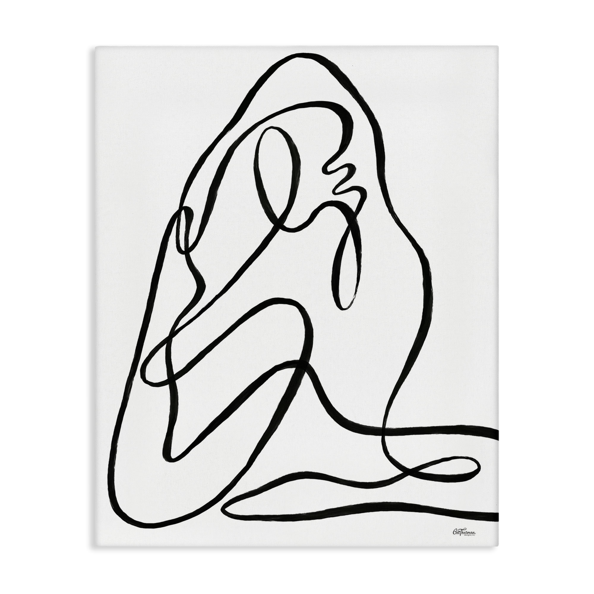 Stupell Industries Continuous Line Doodle Abstract Painting Gallery Wrapped Canvas Art Print Wall Art, 16 x 20
