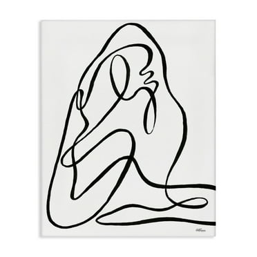 Stupell Industries Continuous Line Doodle Abstract Painting Gallery Wrapped Canvas Art Print Wall Art, 16 x 20