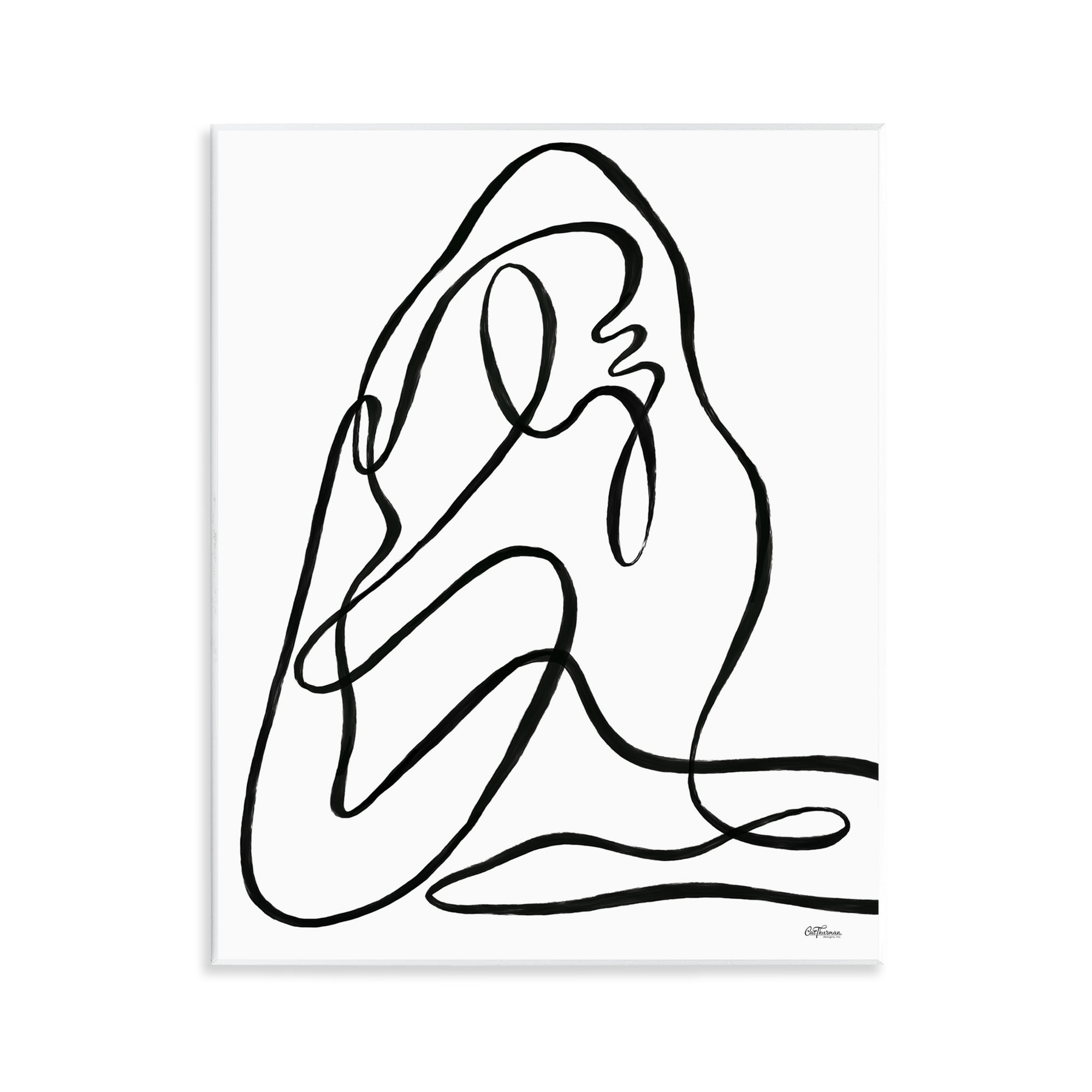 Stupell Industries Continuous Line Doodle Abstract Painting Unframed Art Print Wall Art, 11 x 14
