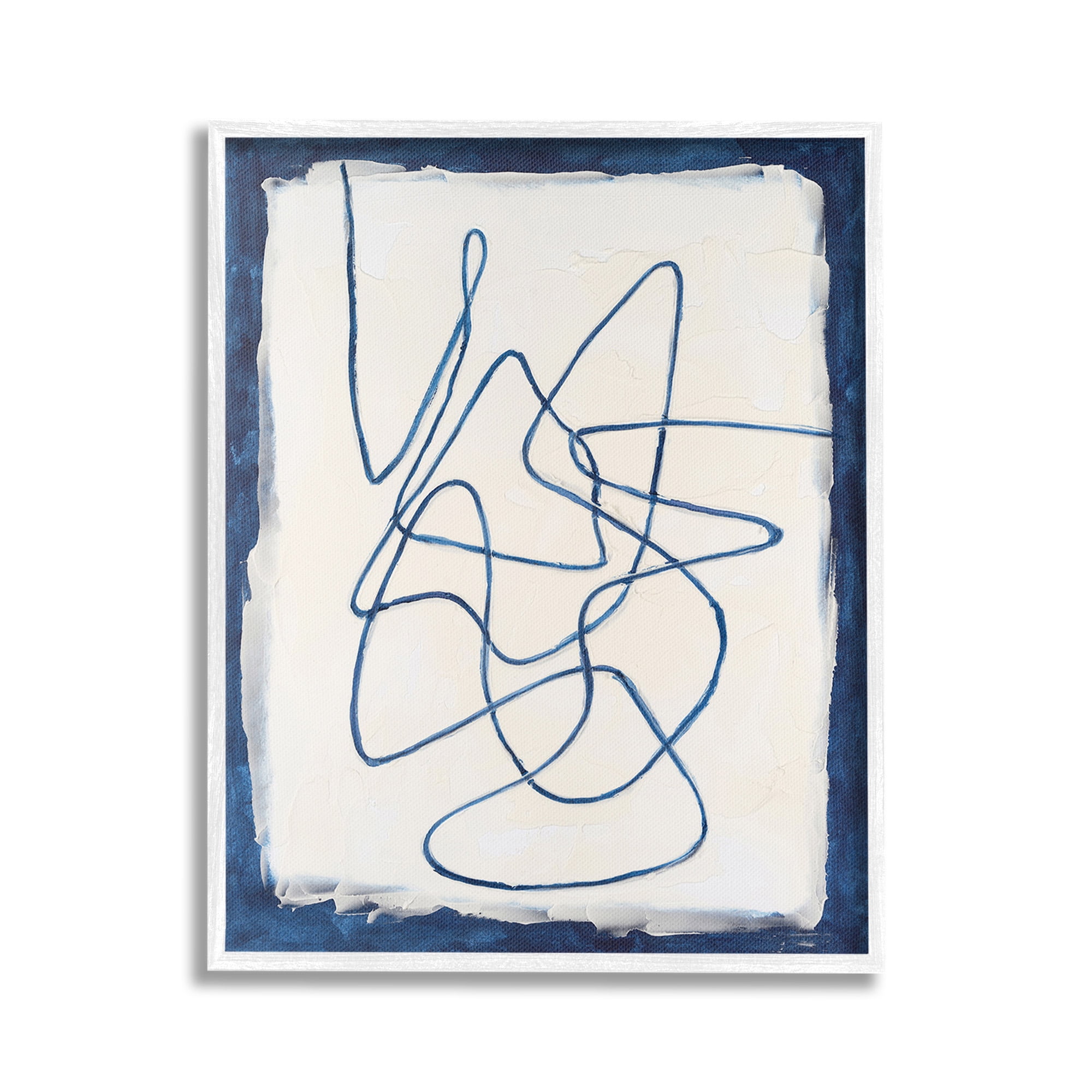 Stupell Industries Continuous Line Doodle Abstract Painting White Framed Art Print Wall Art, 16 x 20