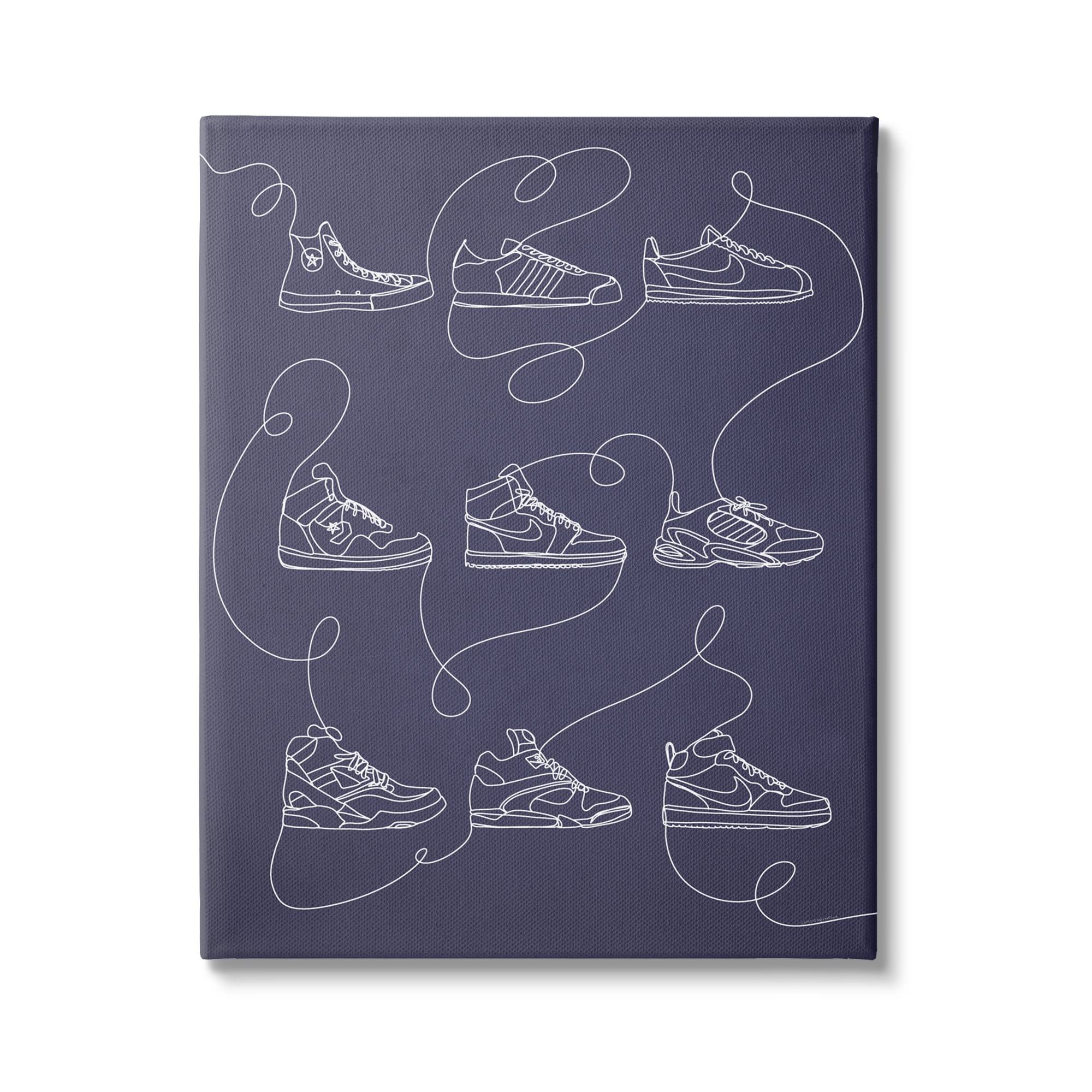 Stupell Industries Continuous Sneaker Line Doodle Beauty & Fashion Painting Gallery Wrapped Canvas Art Print Wall Art, 24 x 30