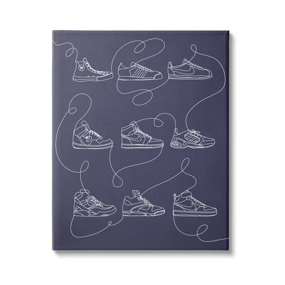 Stupell Industries Continuous Sneaker Line Doodle Beauty & Fashion Painting Gallery Wrapped Canvas Art Print Wall Art, 36 x 48