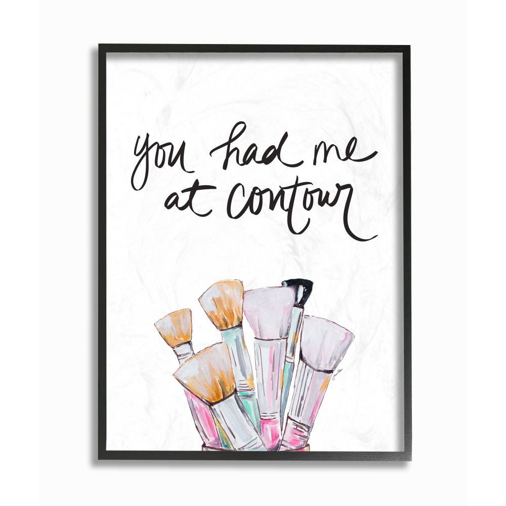 Stupell Industries Contour Makeup Fashion Modern Watercolor Word Design Framed Giclee Texturized Art by Gina Ritter