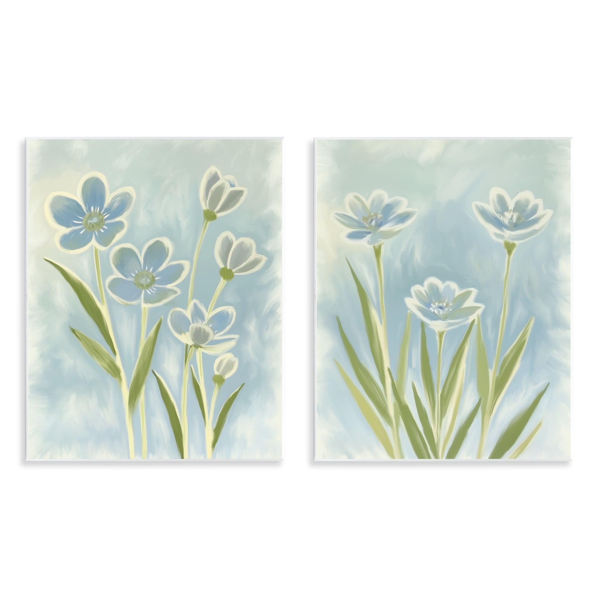 Stupell Industries Contoured Blue Petals 2 Piece Wall Plaque Art Set, design by Kim Allen