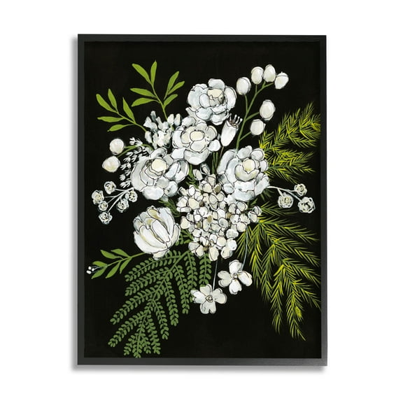Stupell Industries Contrasting Flower Blossoms Arrangement Graphic Art Black Framed Art Print Wall Art, Design by Regina Moore