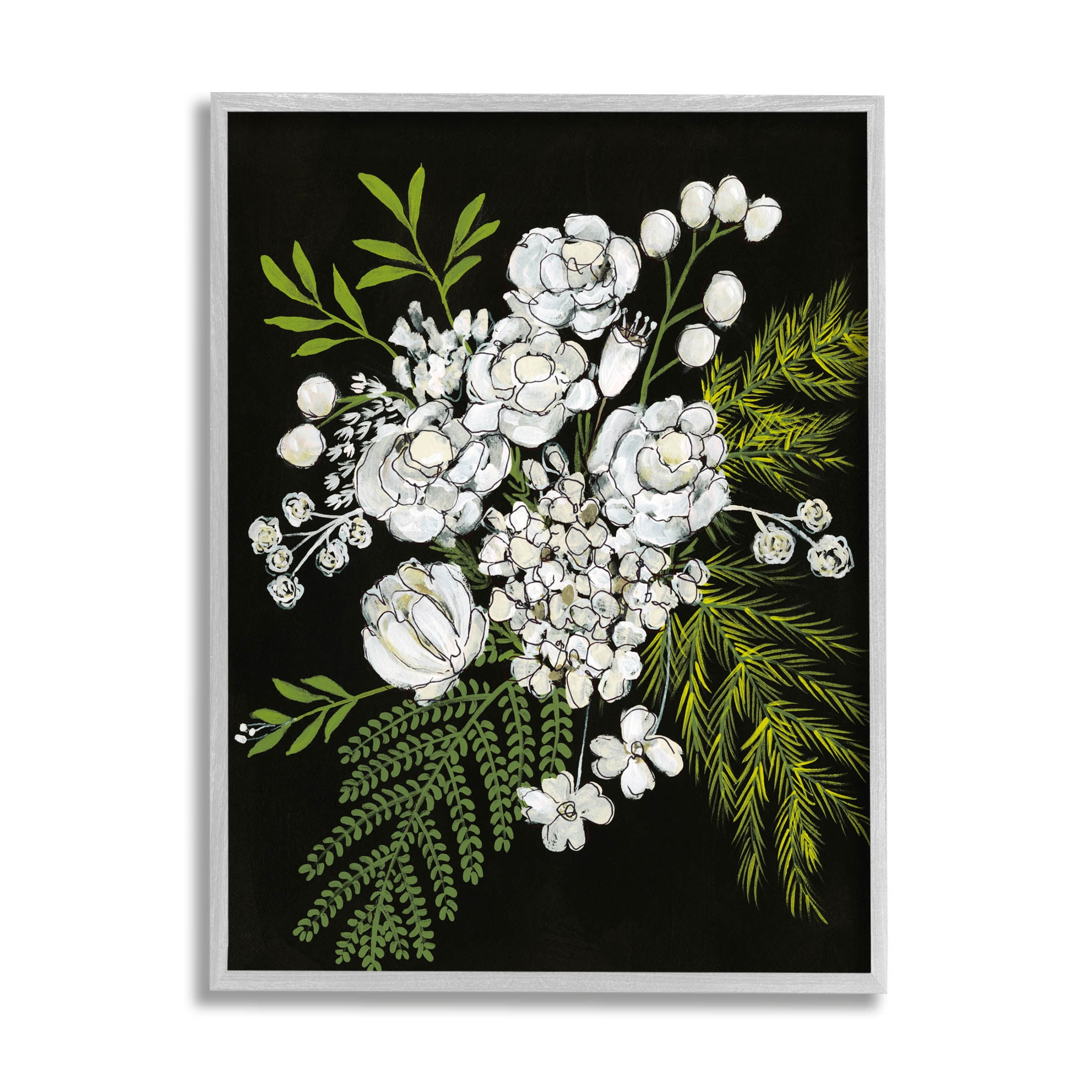 Stupell Industries Contrasting Flower Blossoms Arrangement Graphic Art Gray Framed Art Print Wall Art, Design by Regina Moore