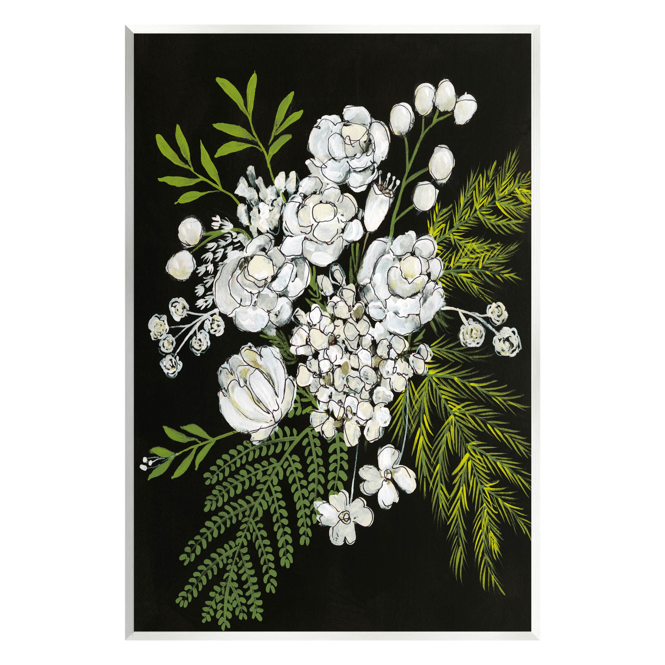 Stupell Industries Contrasting Flower Blossoms Arrangement Graphic Art Unframed Art Print Wall Art, Design by Regina Moore