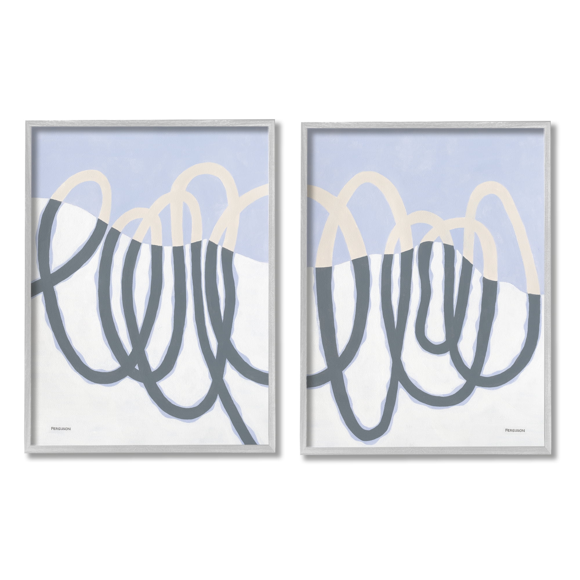 Stupell Industries Contrasting Wave Line Abstract Blue Nautical Painting , 11 x 14,Design by Kathy Ferguson