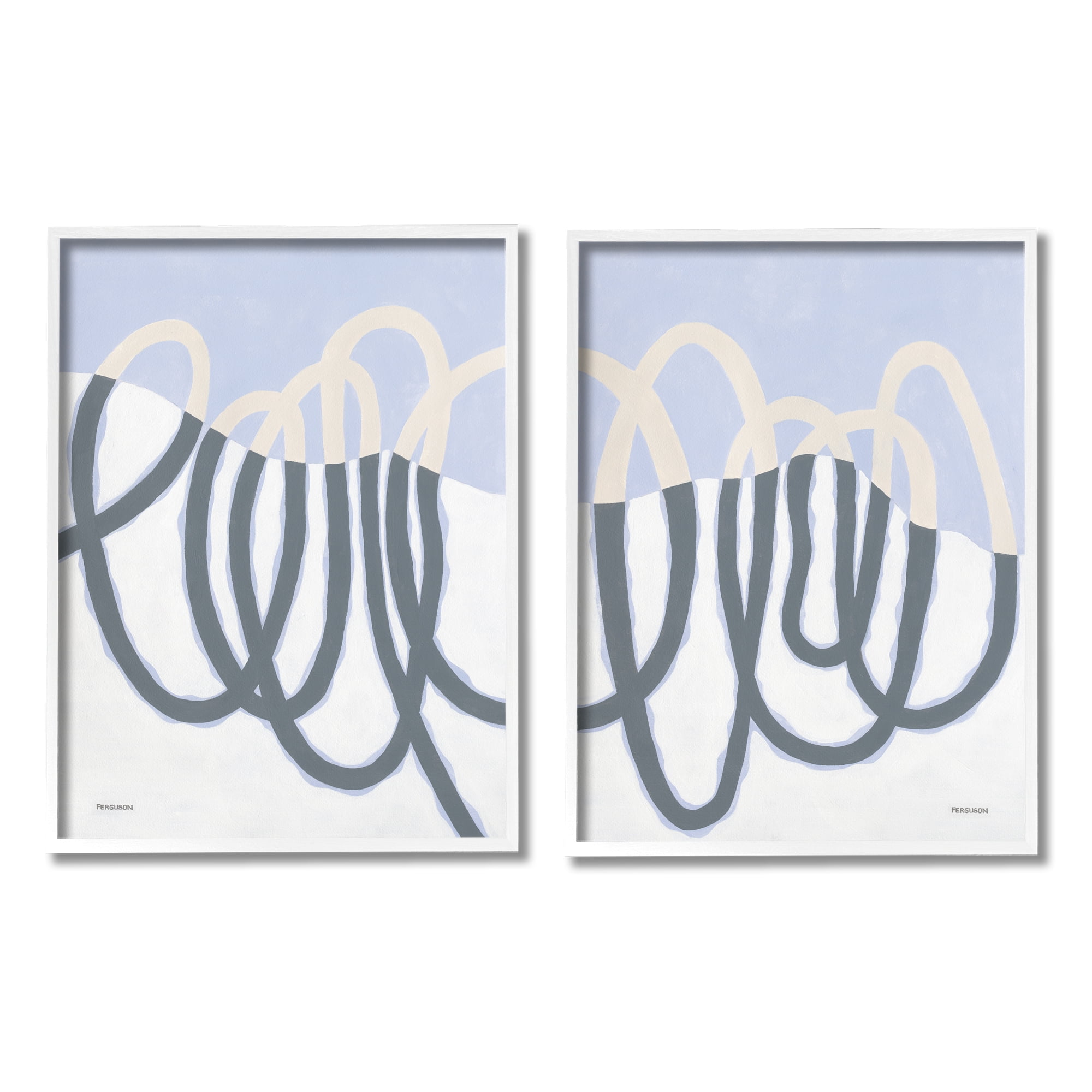 Stupell Industries Contrasting Wave Line Abstract Blue Nautical Painting , 11 x 14,Design by Kathy Ferguson