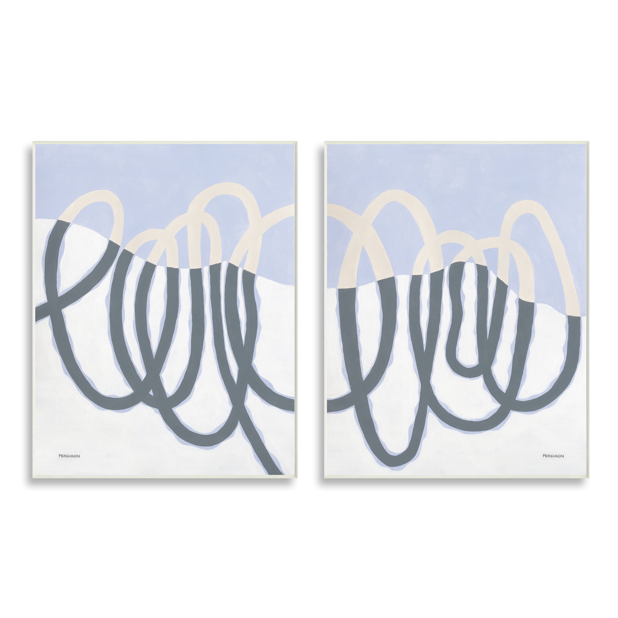 Stupell Industries Contrasting Wave Line Abstract Blue Nautical Painting , 13 x 19,Design by Kathy Ferguson