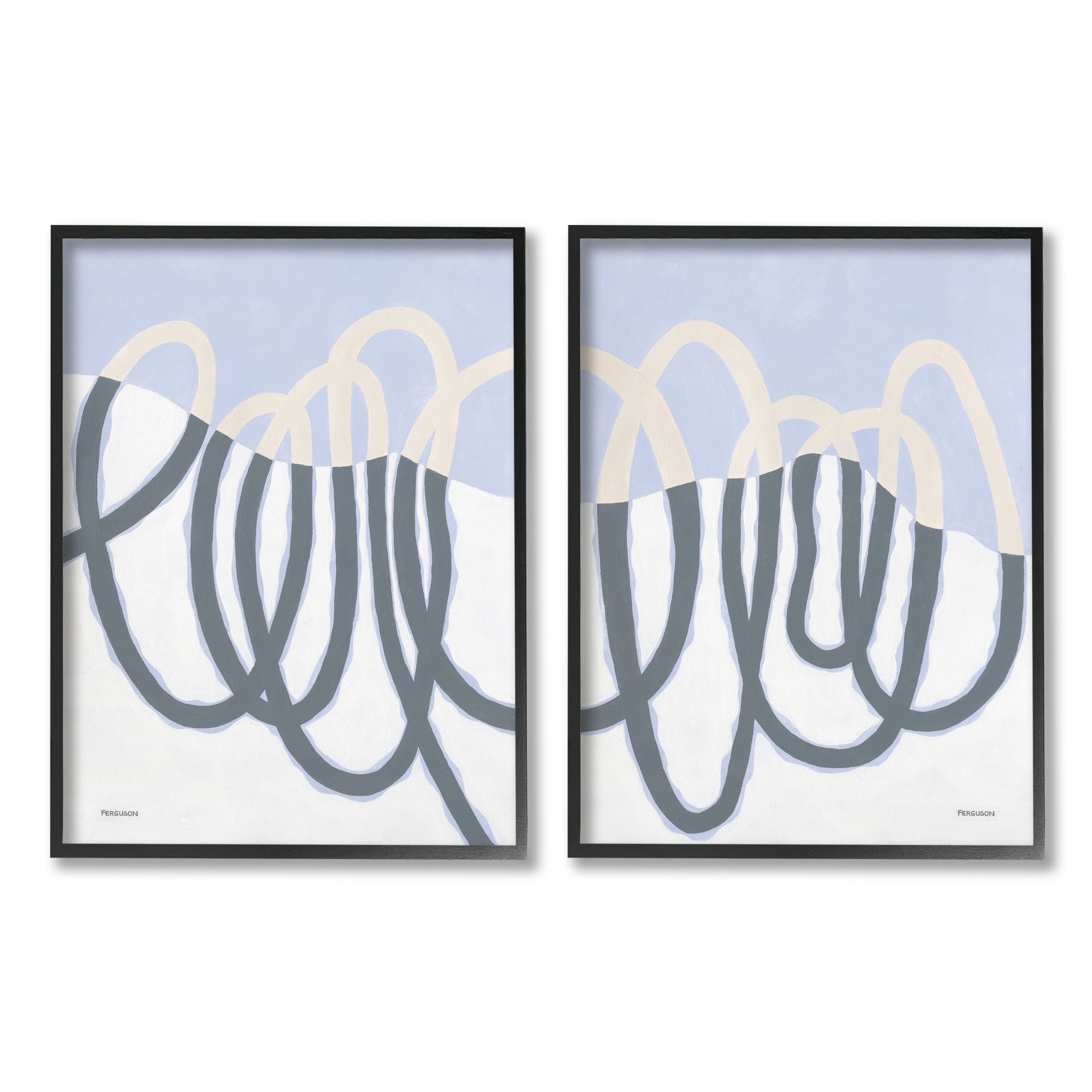 Stupell Industries Contrasting Wave Line Abstract Blue Nautical Painting , 16 x 20,Design by Kathy Ferguson