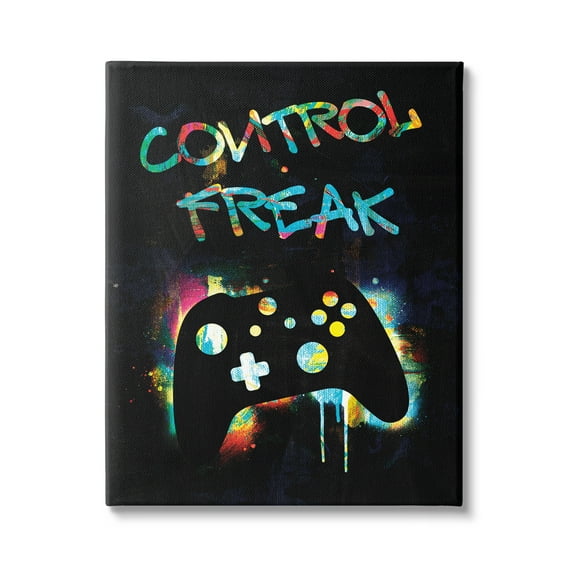 Stupell Industries Control Freak Game Controller Graffiti Street Style Graphic Art Gallery Wrapped Canvas Print Wall Art, Design by Victoria Barnes