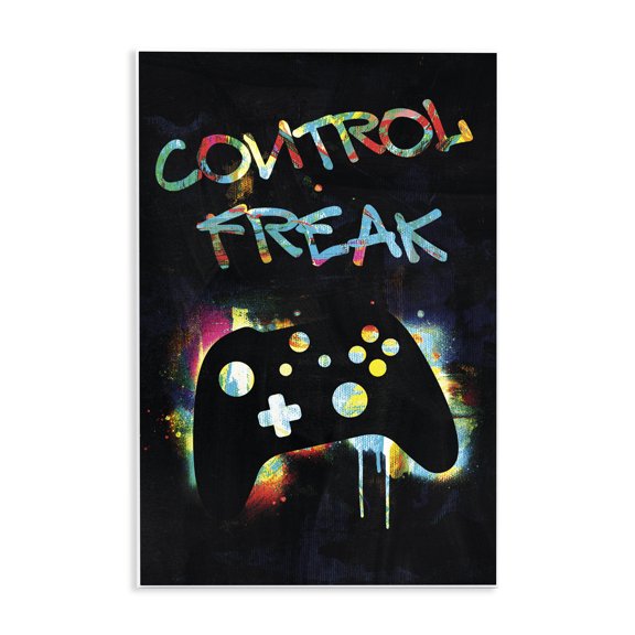 Stupell Industries Contemporary Control Freak Game Controller Graffiti Street Style Wall Plaque Art, 10 x 15, by Victoria Barnes