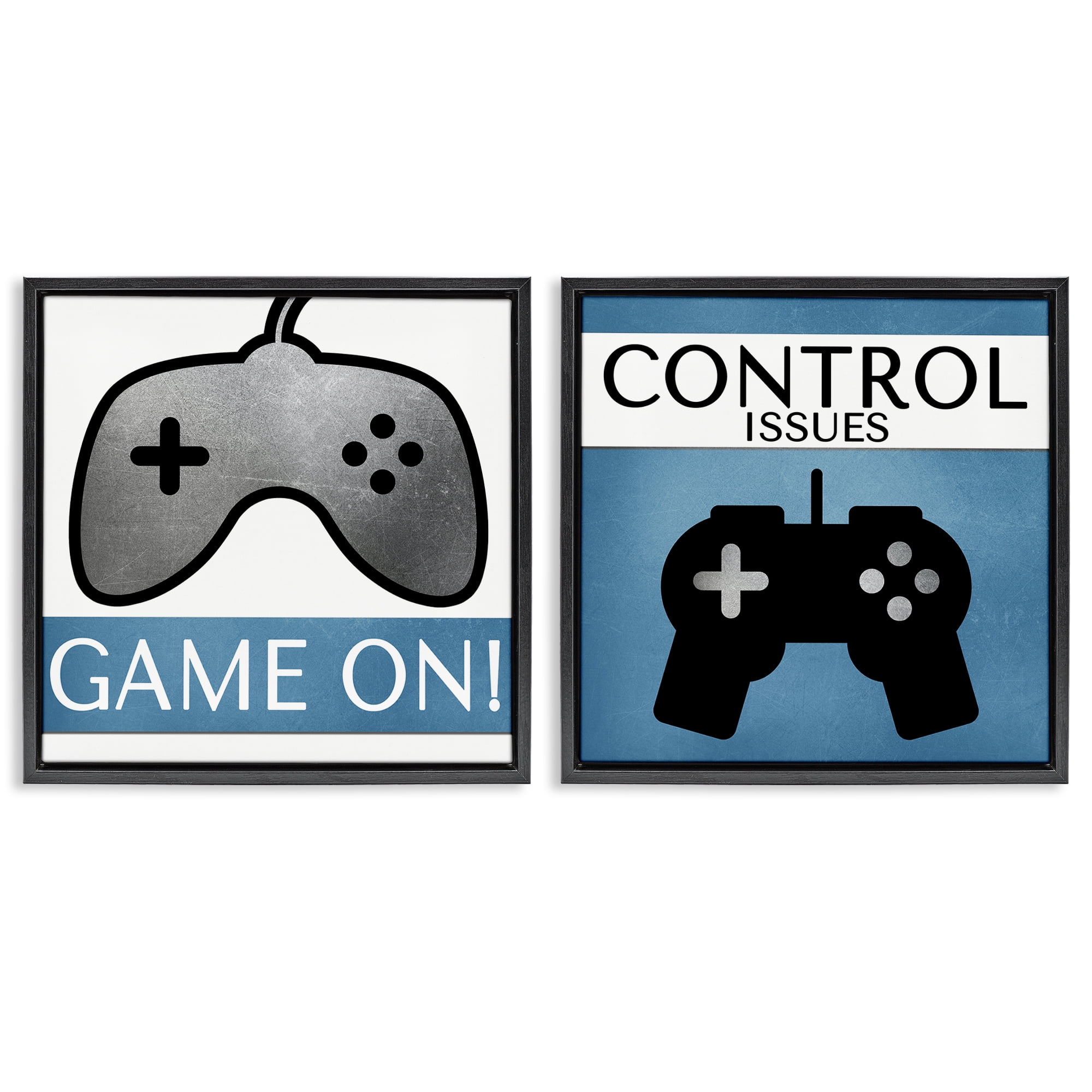 Stupell Industries Control Issues Gamer Entertainment Painting Black Floater Framed Canvas Art Print Wall Art, 25 x 25, Set of 2