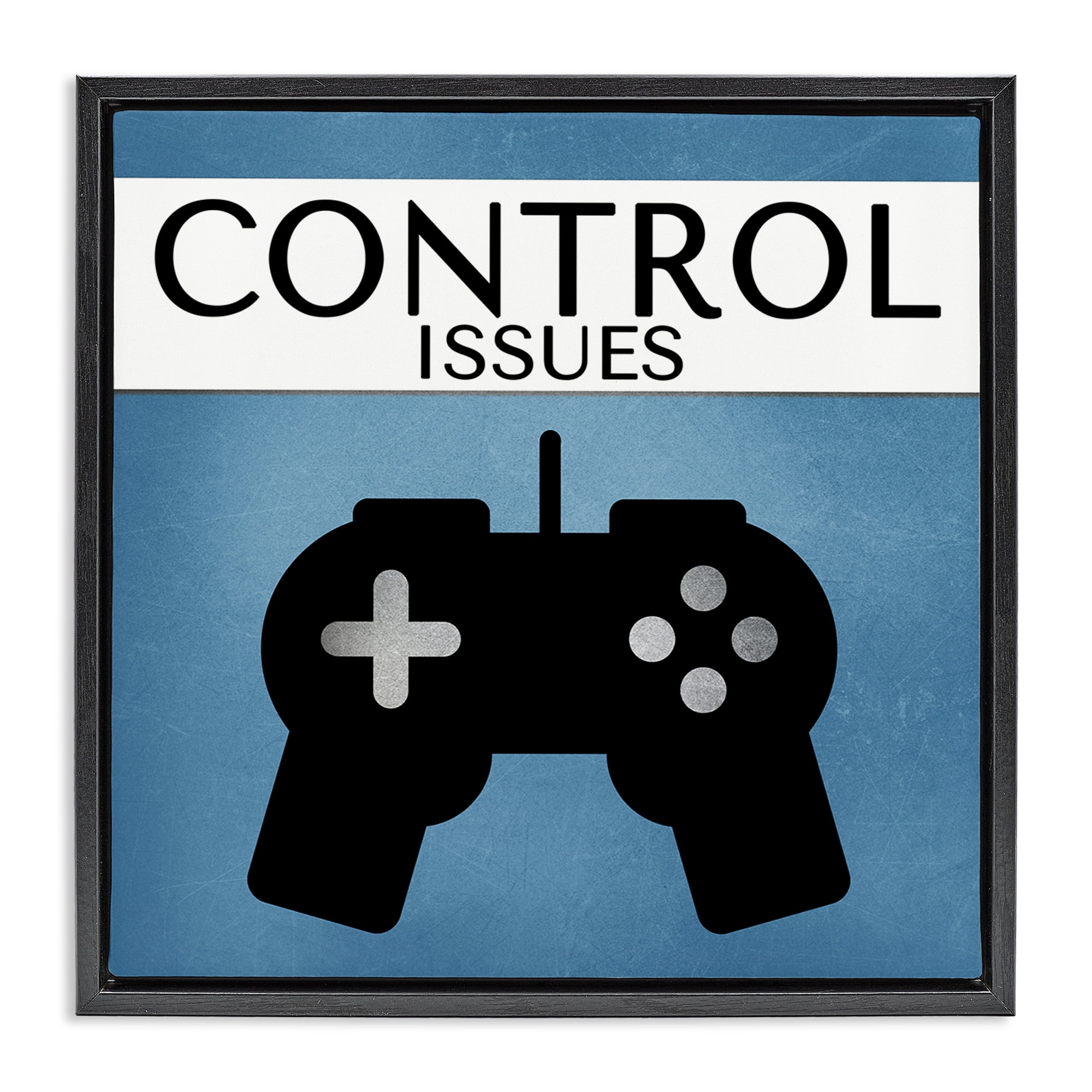 Stupell Industries Control Issues Gamer Entertainment Painting Black Floater Framed Canvas Art Print Wall Art, 25 x 25