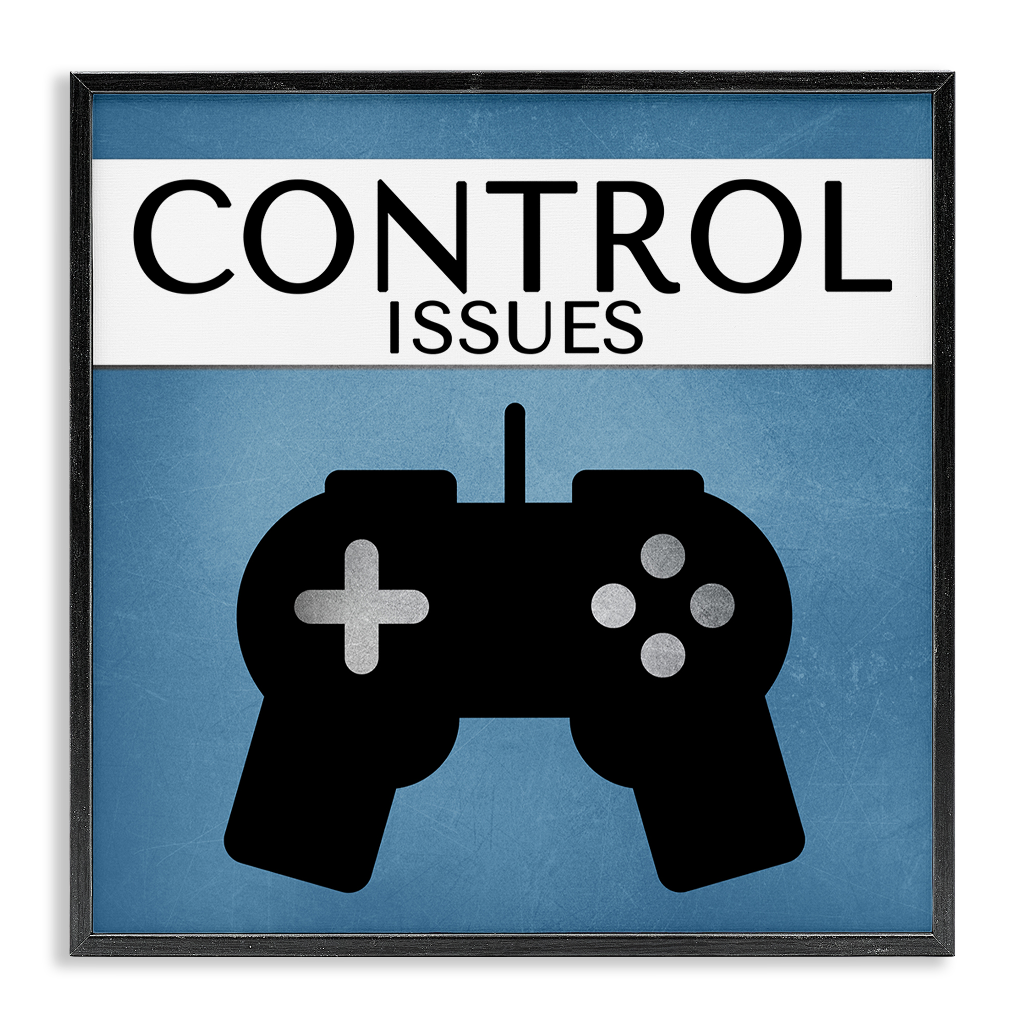 Stupell Industries Control Issues Gamer Entertainment Painting Black Framed Art Print Wall Art, 12 x 12